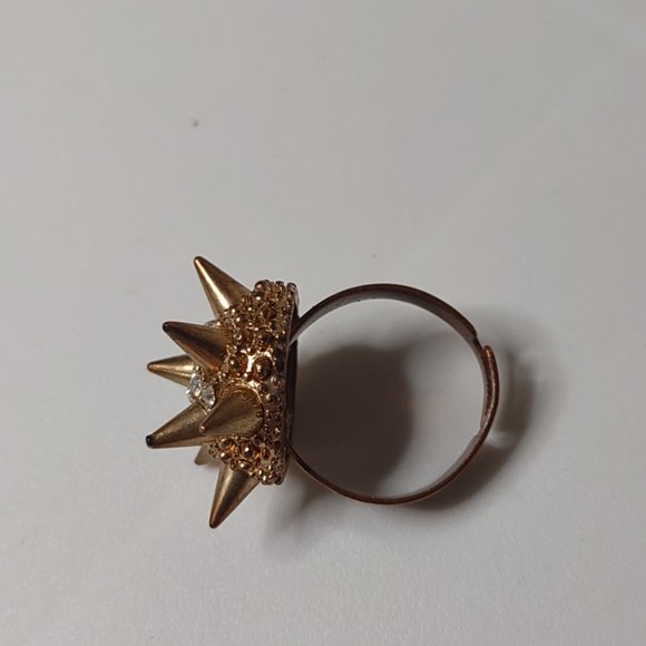 Very Cool Metal Spike And Rhinestone Ring Size 7.5 - Picture 8 of 13
